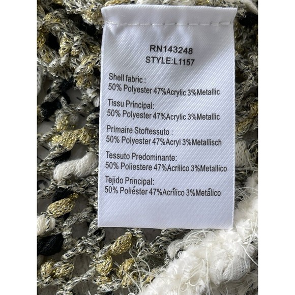 Moth By anthropologie crew neck metallic fringe‎ poncho sweater Size large - Picture 6 of 7